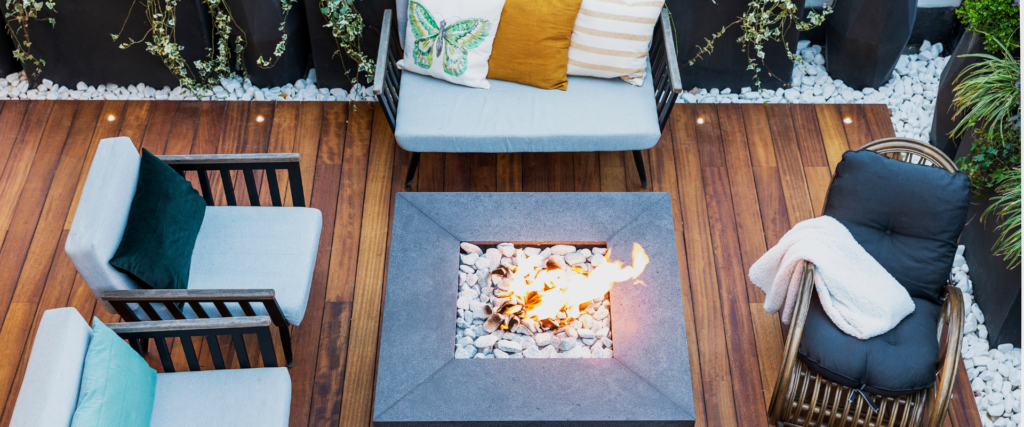 High-quality outdoor construction Richmond Hill - Custom-built pergola and patio with modern firepit