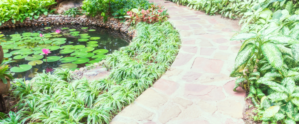Beautiful flagstone patios installation near me - Natural stone patio with outdoor seating area.